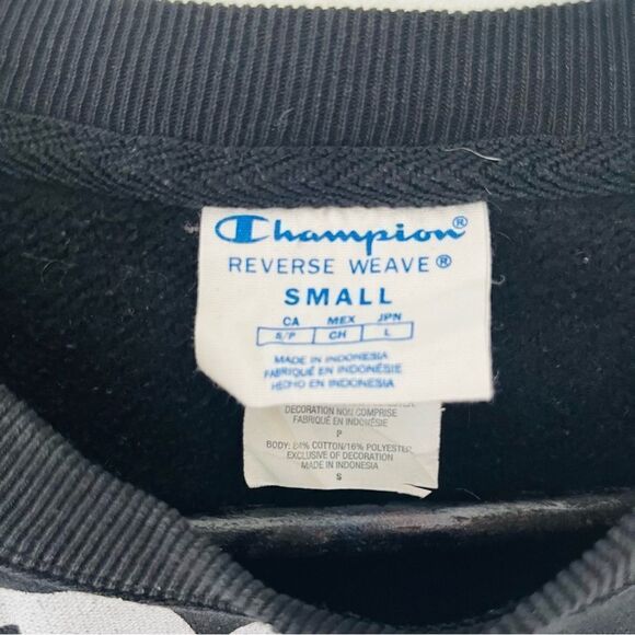 Champion Black White Logo‎ Script Reverse Weave Crewneck Sweatshirt - Picture 7 of 7
